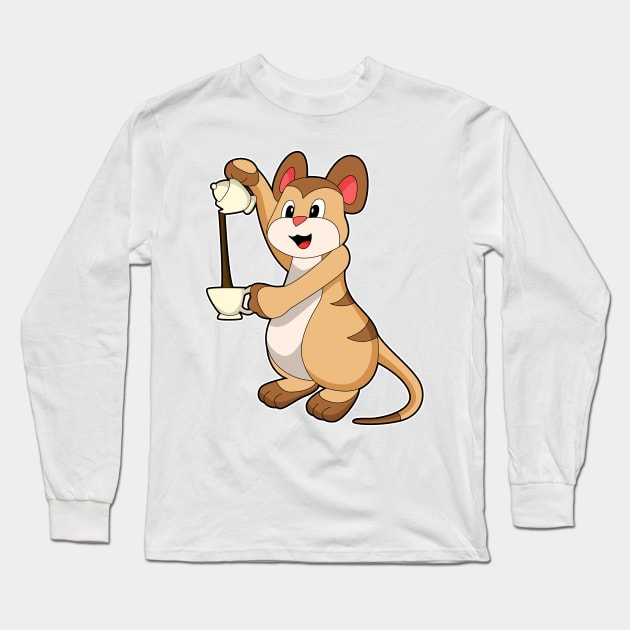 Meerkat with Coffee pot & Coffee Long Sleeve T-Shirt by Markus Schnabel
